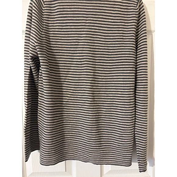 Eileen Fisher Italian yarn striped gray sweater sz petite large - Picture 7 of 8
